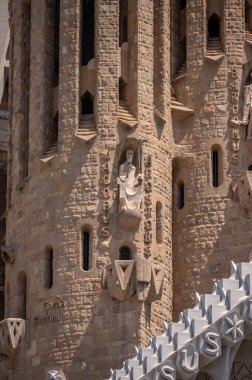 Barselona, İspanya - 27 Temmuz 2023: Barcelona 'daki Sagrada Familia kilisesinin ayrıntıları.