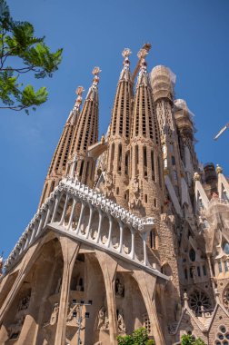 Barselona, İspanya - 27 Temmuz 2023: Barcelona 'daki Sagrada Familia kilisesinin ayrıntıları.