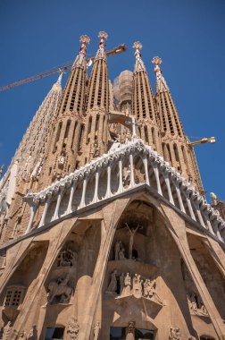 Barselona, İspanya - 27 Temmuz 2023: Barcelona 'daki Sagrada Familia kilisesinin ayrıntıları.