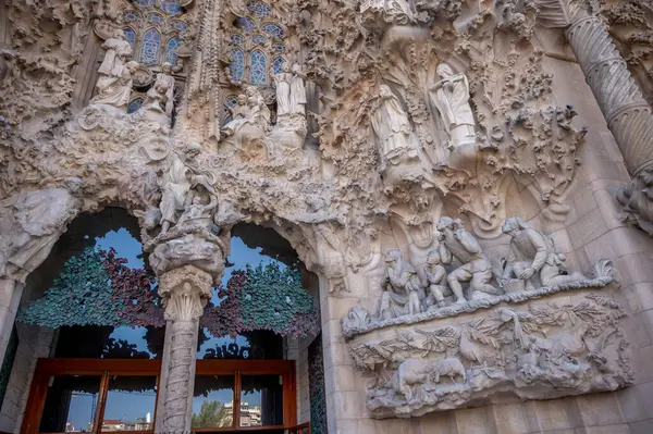 Barcelona Spanien Juli 2023 Detalj Sevärdheten Sagrada Familia Kyrkan Barcelona Stockbild