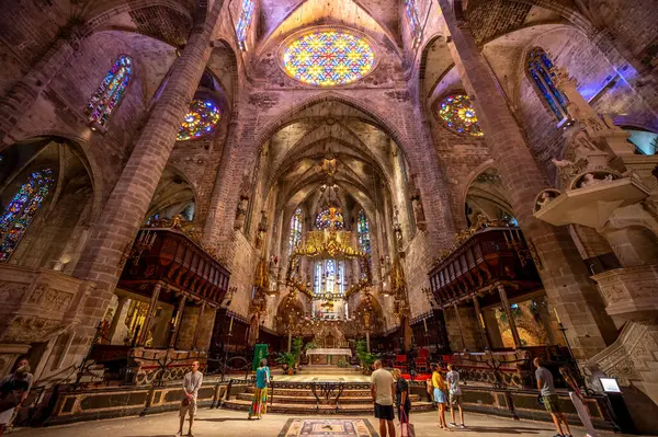 Palma Mallorca Španělsko Července 2023 Úžasná Gotická Katedrála Santa Maria — Stock fotografie