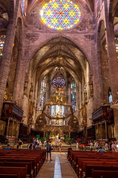Palma Mallorca Španělsko Července 2023 Úžasná Gotická Katedrála Santa Maria — Stock fotografie