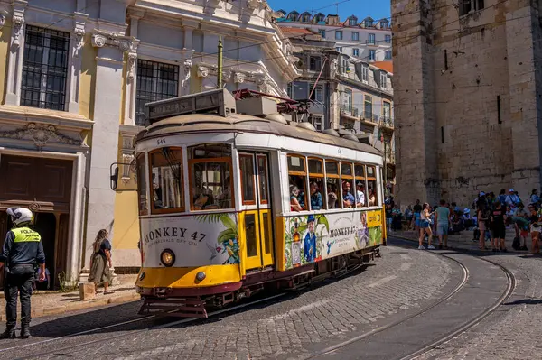 Lisbon Portugal July 2023 Famous Tram Car Lisbon Old City Royalty Free Stock Images