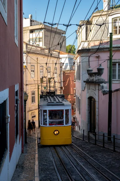 Лиссабон Португалия Июля 2023 Года Фуникулер Старом Городе Лиссабона Стоковая Картинка