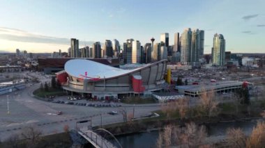 Calgary, Alberta 'daki Stampede arazisinin hava görüntüsü.. 