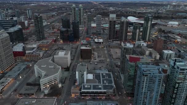 Veduta Dello Skyline Calgary Una Bellissima Serata Invernale — Video Stock