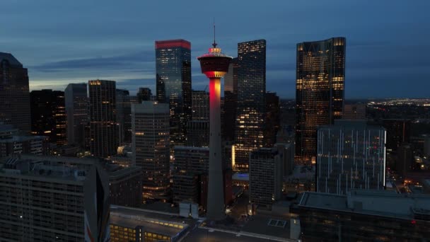 Pohled Panorama Calgary Krásného Zimního Večera — Stock video