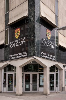 Calgary, Alberta - May 4, 2024: Former Calgary Public Library building now occupied by the University of Calgary school of architecture. clipart