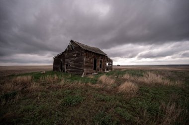 Mossleigh yakınlarındaki terk edilmiş postane, Alberta..