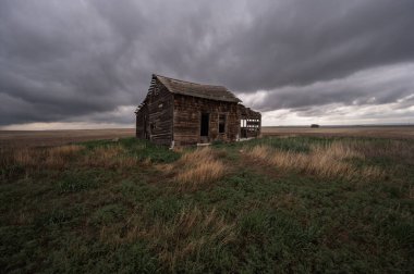Mossleigh yakınlarındaki terk edilmiş postane, Alberta..
