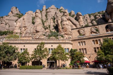 Montserrat, Spain - August 3, 2024: Historic monestary of Montserrat in Spain near Barcelona. clipart