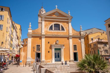 Ajaccio, France - August 8, 2024: Exterior of landmark  Cathedral Santa Maria Assunta in Ajaccio, Corsica. clipart