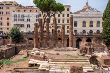 Rome, Italy - August 18,  2024:  Largo di Torre Argentina with Roman republic are ruins. It was here Julius Caeser was killed. clipart