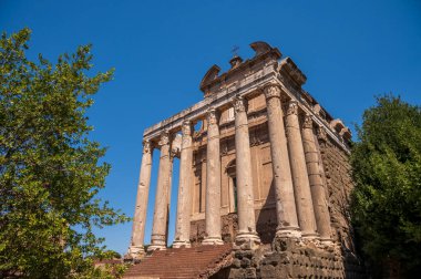 Ruins of the Antoninus and Faustina Temple inside the Roman Forum. clipart