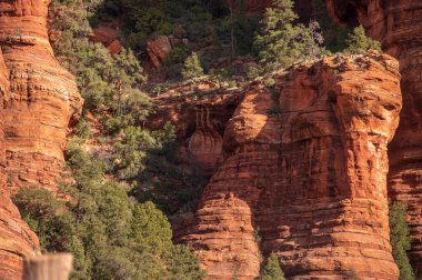 Sedona yakınlarındaki Bear Dağı 'nın manzarası, merkezinde Amerikan Hint rock sanatı var..