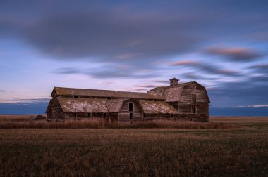 Alberta kırsalında terk edilmiş çiftlik binaları..