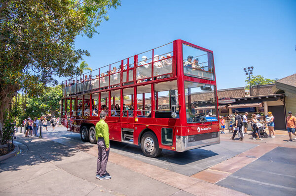 San Diego, California - August 8, 2025: San Diego Zoo tour bus inside the famous San Diego Zoo.