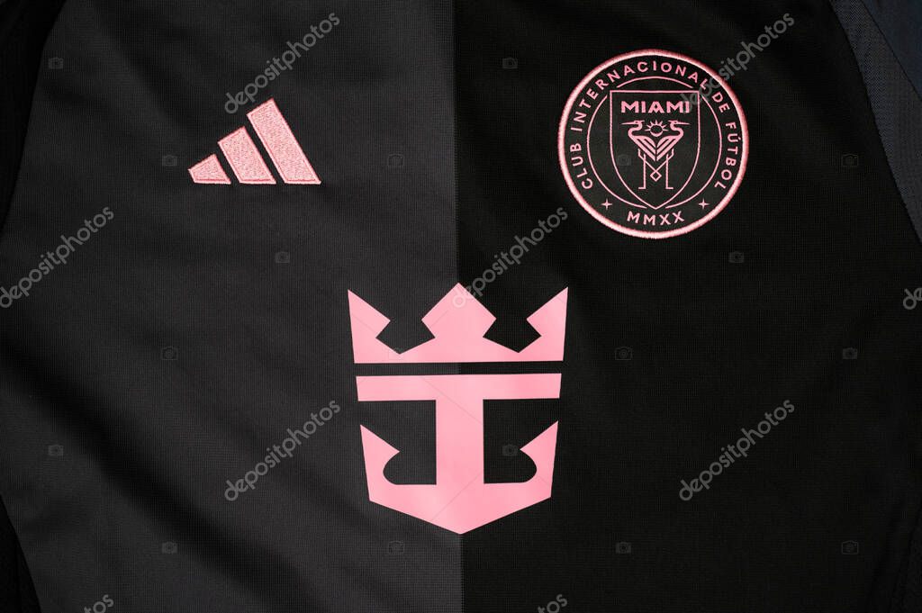 Calgary, Alberta - September 23, 2025: Inter Miami logo on fan gear. .