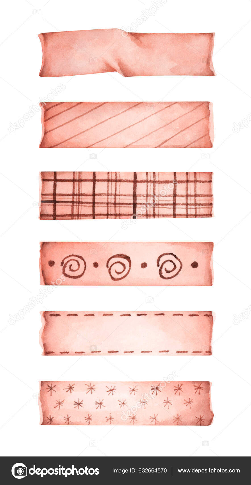 Set Cute Patterned Washi Tape Strips Isolated White Background Torn Stock  Photo by ©Khaneeros 632664570