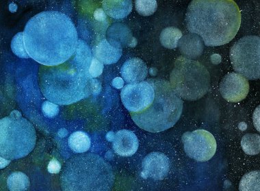 Grafik tasarımı için boş alanı olan soyut bokeh renk dokusu arkaplanı. Bokeh bulut kartı. Pırıl pırıl. Suluboya arkaplanı.