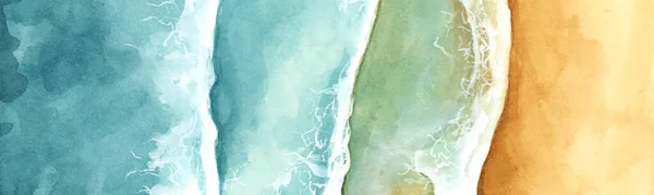 해변에 도달하는 물결의 해변에서 청록색 시야를 했습니다 — 스톡 사진