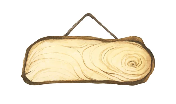 Holzschild Baumstammquerschnitt Handbemaltes Holzbrett Baumringe Rustikales Natürliches Öko Design Für — Stockvektor