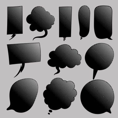 siyah yarım ton sohbet balonu seti