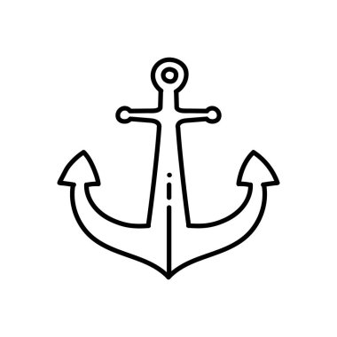 Denizcilik gemi çapa simgesi. El çizimi vektör çizimi. Düzenlenebilir satır vuruşu.