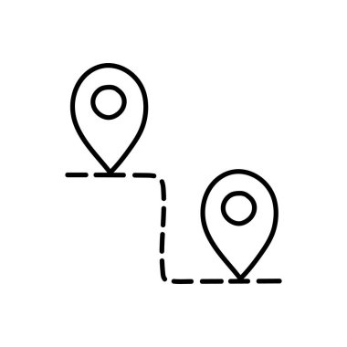 harita pin rotası simgesi elle çizilmiş vektör çizimi