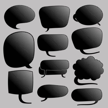 siyah yarım ton sohbet balonu seti