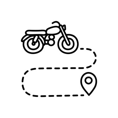 harita motosiklet rotası simgesi elle çizilmiş vektör çizimi