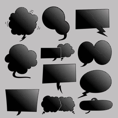 siyah yarım ton sohbet balonu seti