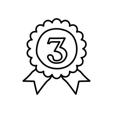 Madalya ikonu. El çizimi vektör çizimi. Düzenlenebilir satır vuruşu.