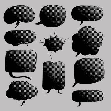 siyah yarım ton sohbet balonu seti