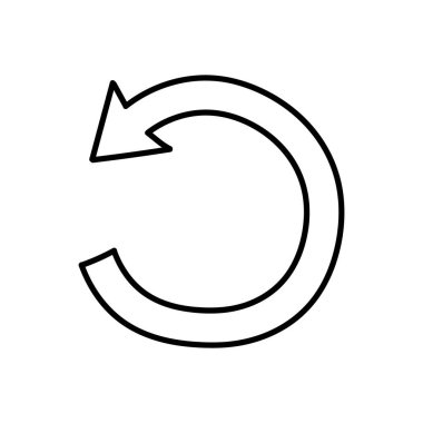 Saat yönünün tersine dönen ok simgesi. El çizimi vektör çizimi. Düzenlenebilir satır vuruşu.