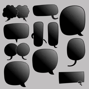 siyah yarım ton sohbet balonu seti