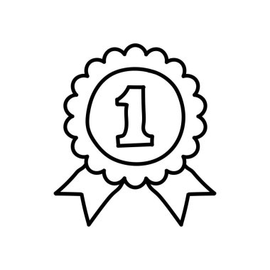 Madalya ikonu. El çizimi vektör çizimi. Düzenlenebilir satır vuruşu.