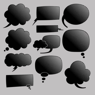 siyah yarım ton sohbet balonu seti