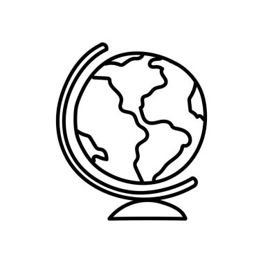 Eğitici dünya ikonu. El çizimi vektör çizimi. Düzenlenebilir satır vuruşu.