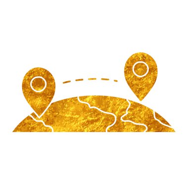 Altın rengi harita rotasında çizim