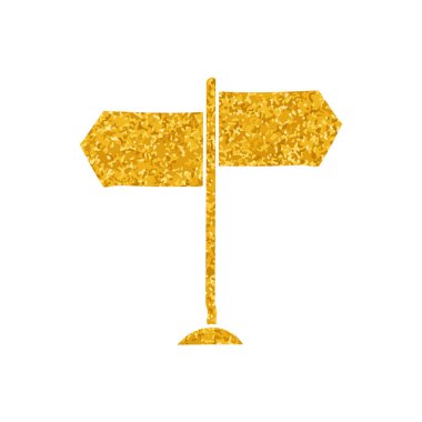 Altın rengi yol yön işareti simgesiyle çizim