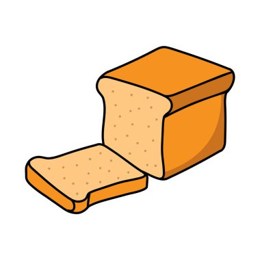 Dilimlenmiş ekmek somunu elle çizilmiş renk vektörü çizimi