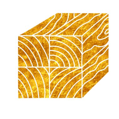 Altın rengi olarak işaretlenmiş tahta direkli çizim