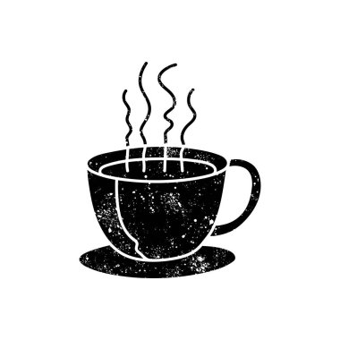 Sıcak su bardağı grunge ile çizilmiş siyah el resmi görünümü