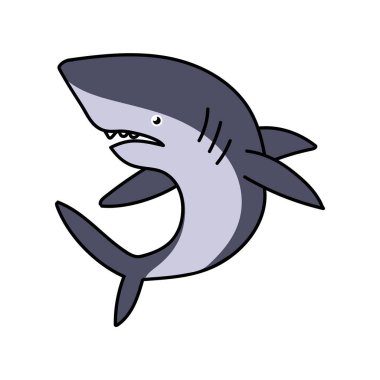 Köpekbalığı eliyle çizilmiş renk vektörü çizimi