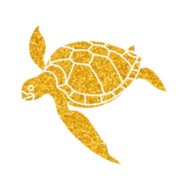 Altın renkli deniz kaplumbağası çizimi