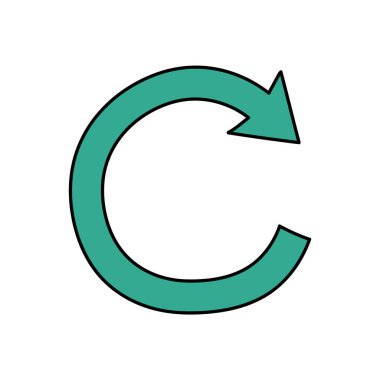 Saat yönünde dönen ok el çizilmiş renk vektörü çizimi