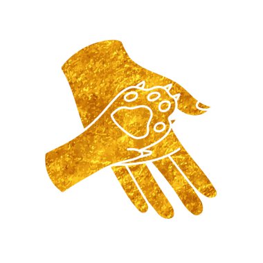 Hayvan bakımı ikonu Köpek pençesi ve altın rengi palmiye çizimi