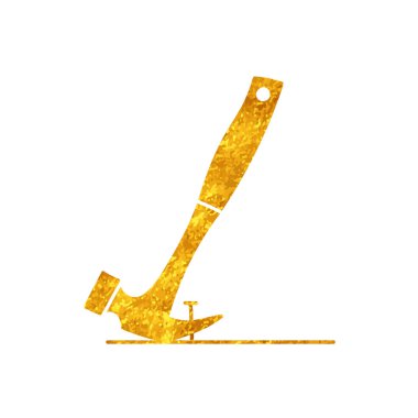 Çekiç, çiviyi altın renginde çekiyor.