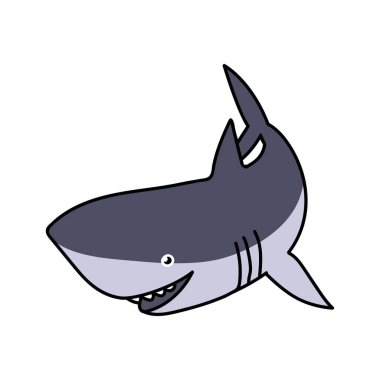 Köpekbalığı eliyle çizilmiş renk vektörü çizimi